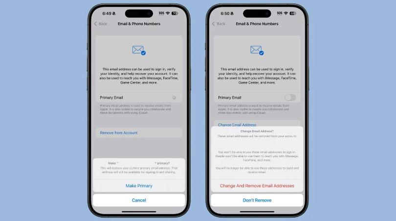 宝坻苹果手机维修分享苹果 iOS 18.1 支持设置“主要”邮箱地址并更改 iCloud 邮箱 